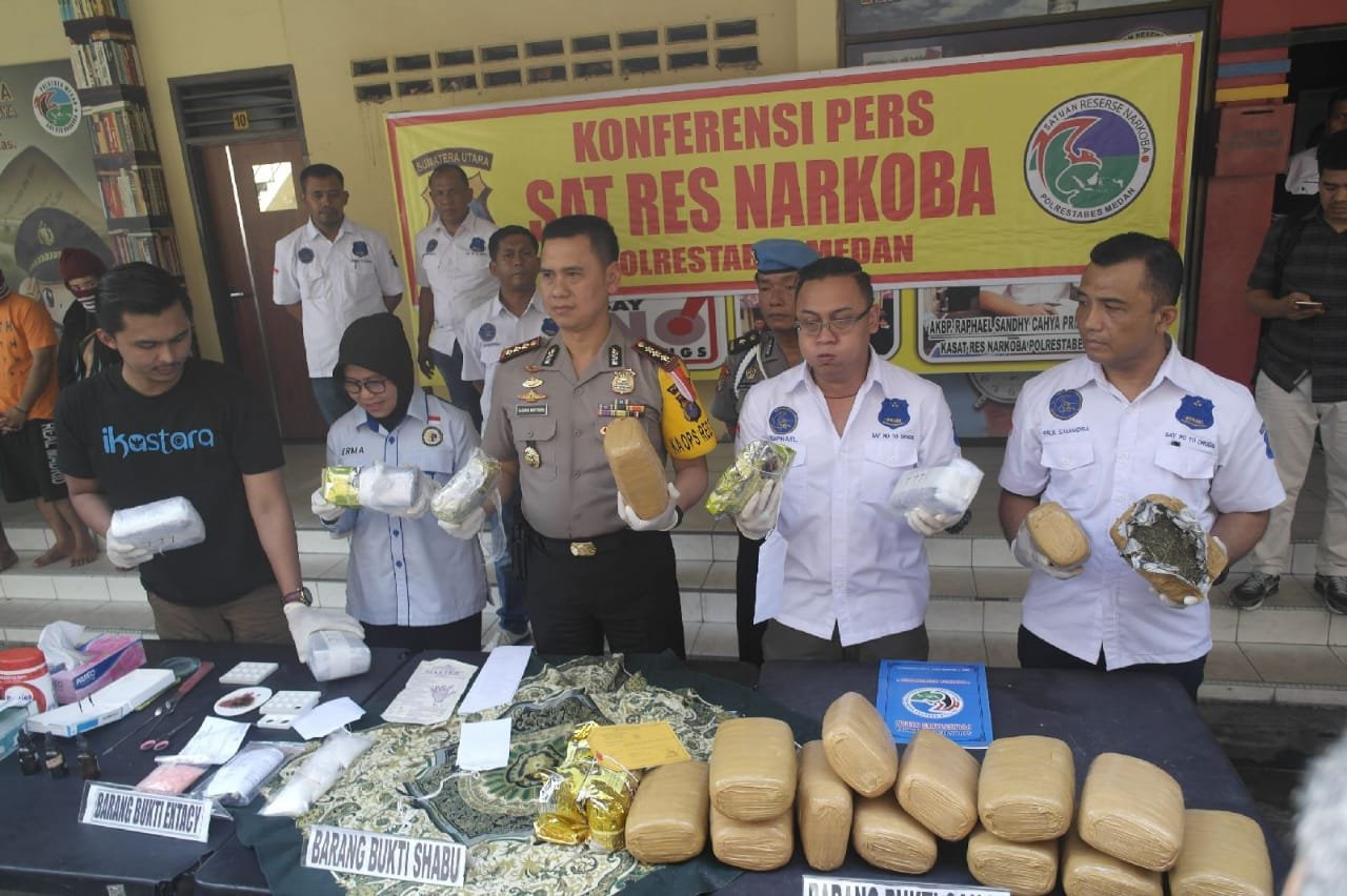 Polrestabes Medan Gagalkan Peredaran Narkoba, Sabu 8,6 Kg dan 15 Kg Ganja Serta 300 Butir Ekstasi Diamankan