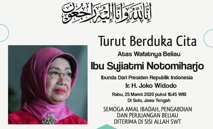 Ibunda dari Presiden Joko Widodo, Sudjiatmi Notomiharjo Wafat