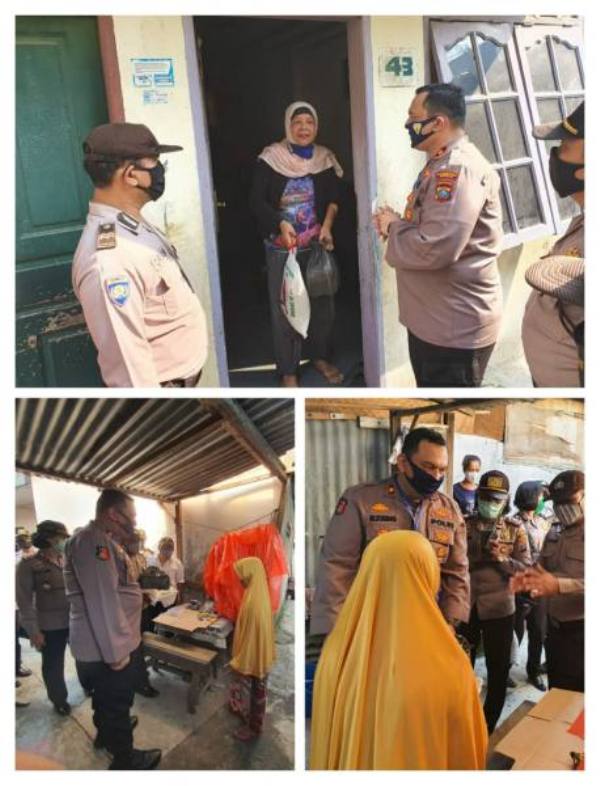 Polsek Medan Baru Bagikan Sembako Bantuan Kapolrestabes Medan