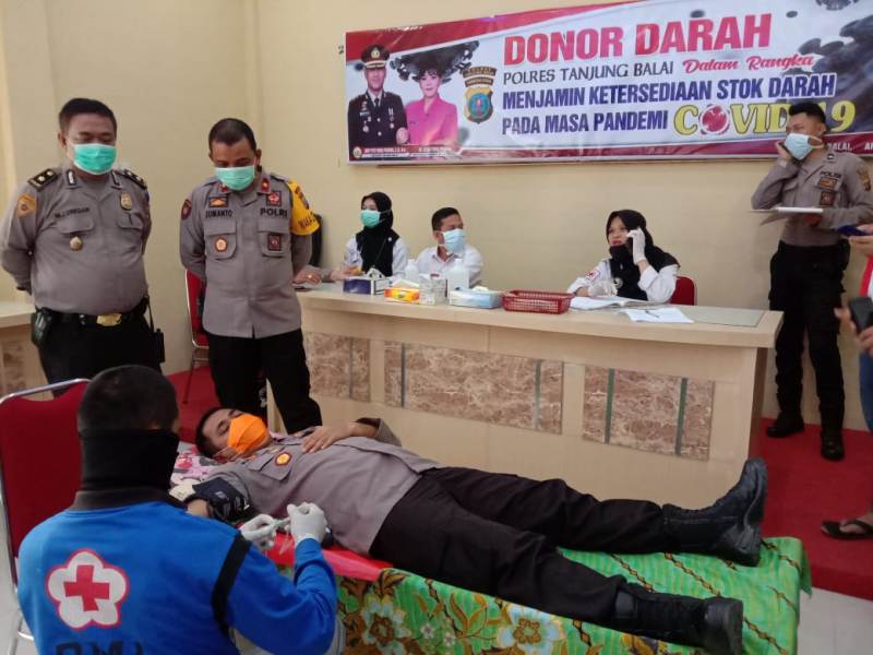 Polres Tanjung Balai Bersama Brimob Kompi 3B Donor Darah