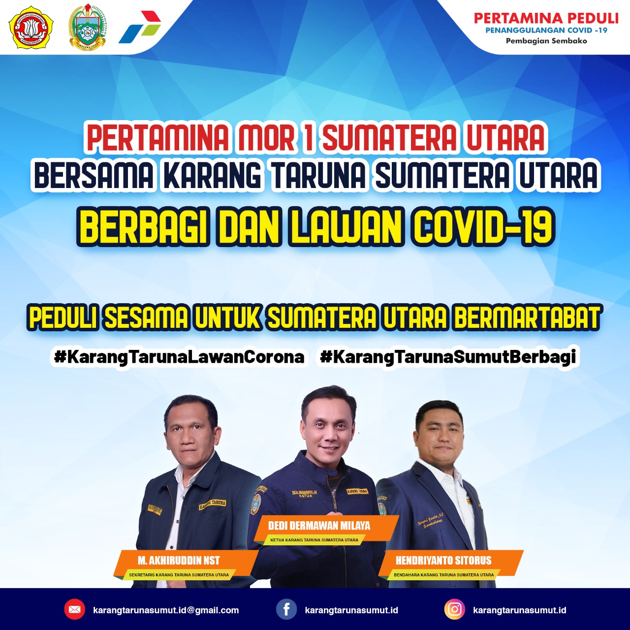 Peduli Lawan Covid 19, Karang Taruna Kerjasama Pertamina MOR 1 dan BNPB Sumut Salurkan Bantuan