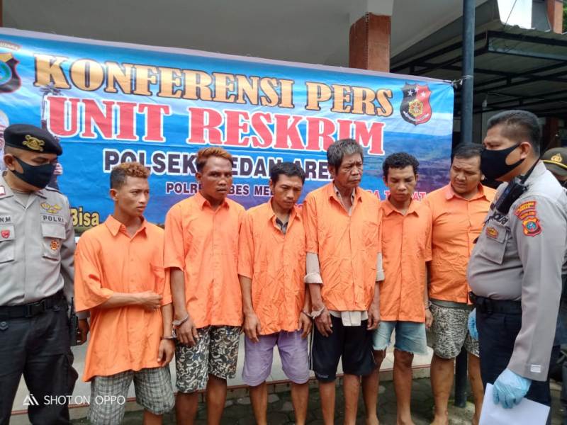 Kapolsek Medan Area Paparkan 6 Tersangka Kriminal Berbagai Kasus, Kompol Faidir : Pelaku Diancam Hukuman 5 Tahun Penjara