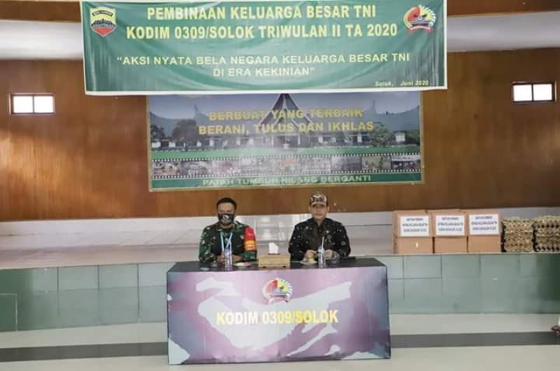 Wawako Solok Hadiri Kegiatan Pembinaan Keluarga Besar TNI Kodim 0309/Solok Triwulan II Tahun 2020