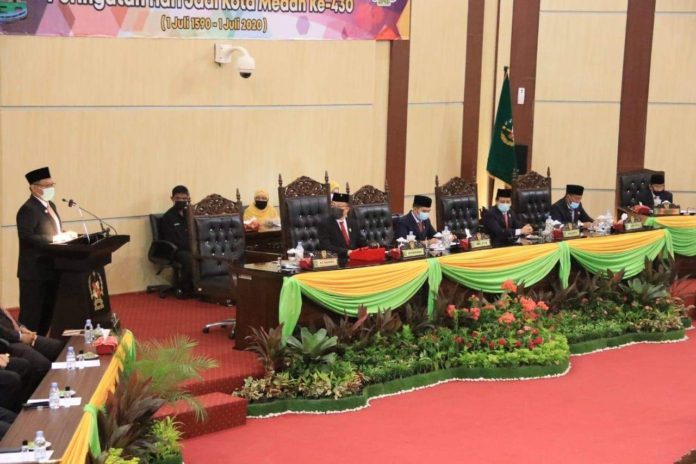 Sidang Paripurna Istimewa DPRD Memperingati Hari Jadi Ke-430 Kota Medan, Akhyar: Terima Kasih Forkopimda & Warga Medan Atas Bantuan Atasi Covid-19
