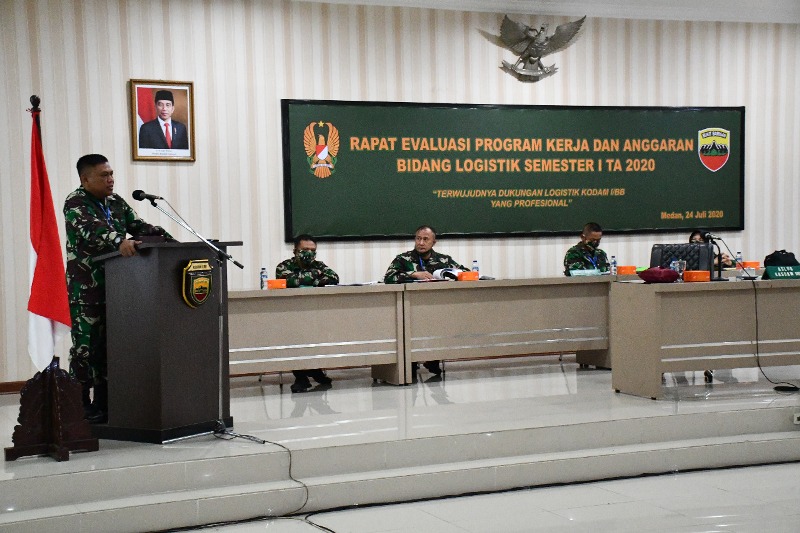 Aslog Kasdam I/BB Pimpin Rapat Evaluasi Program Kerja & Anggaran Bidang Logistik Semester I TA 2020