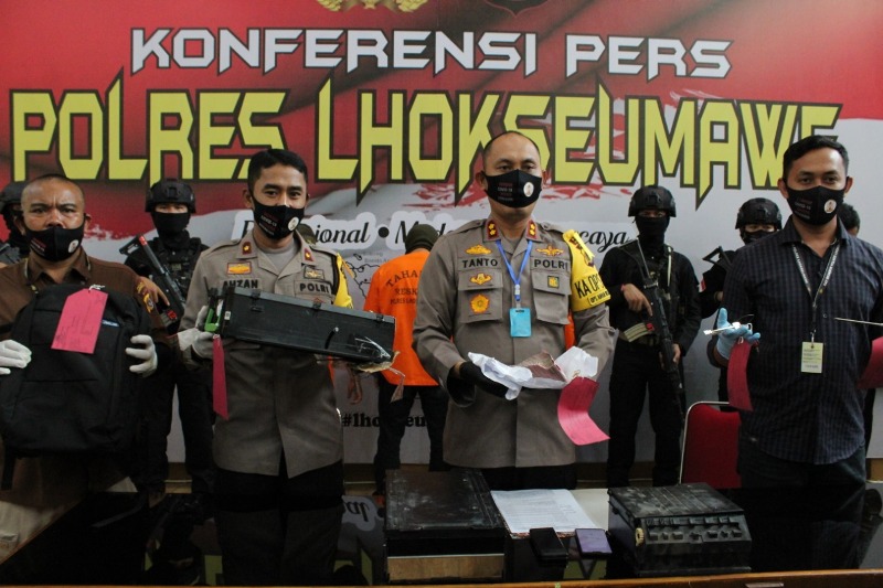 Polres Lhokseumawe Paparkan Pengungkapan Kasus Pembobolan ATM Bank BNI, AKBP Eko Hartanto : Aksi Pencurian Terencana 2 Bulan Lalu