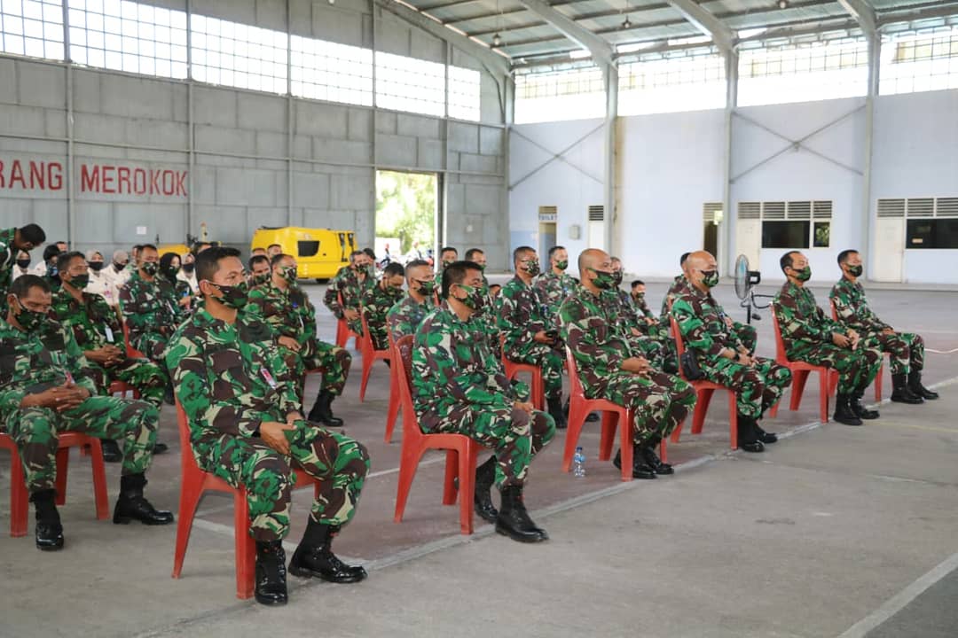 Komandan Lanud Soewondo mengikuti Vidcon dengan Pangkoopsau I Bersama Seluruh Anggota