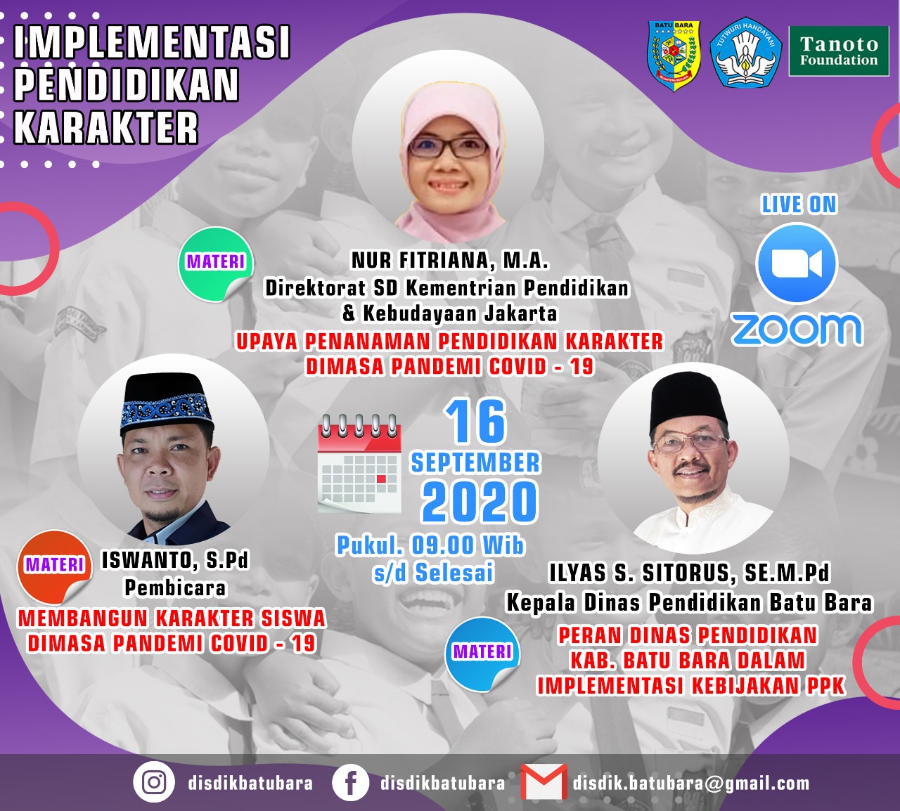 Disdik Batubara -Tanoto Foundation Gelar Webinar, Ilyas Sitorus Sebagai Pemateri