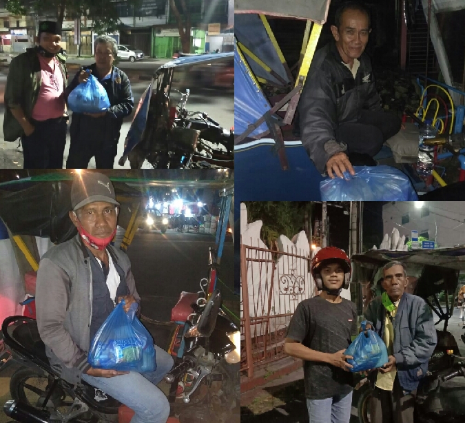 Pilkada Medan Damai, Bakopam Berbagi Sembako Kepada Abang Becak di Medan
