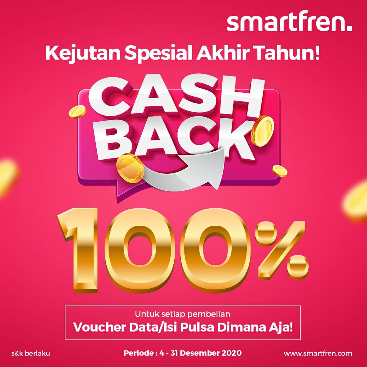 Apresiasi Pelanggan Setia, Smartfren Beri Cashback 100% Isi Ulang Pulsa