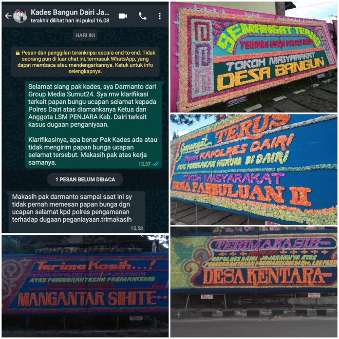 Ketua LSM PENJARA Kab. Dairi Ditahan, Papan Bunga Ucapan Selamat di Polres Dairi Terkesan Berlebihan