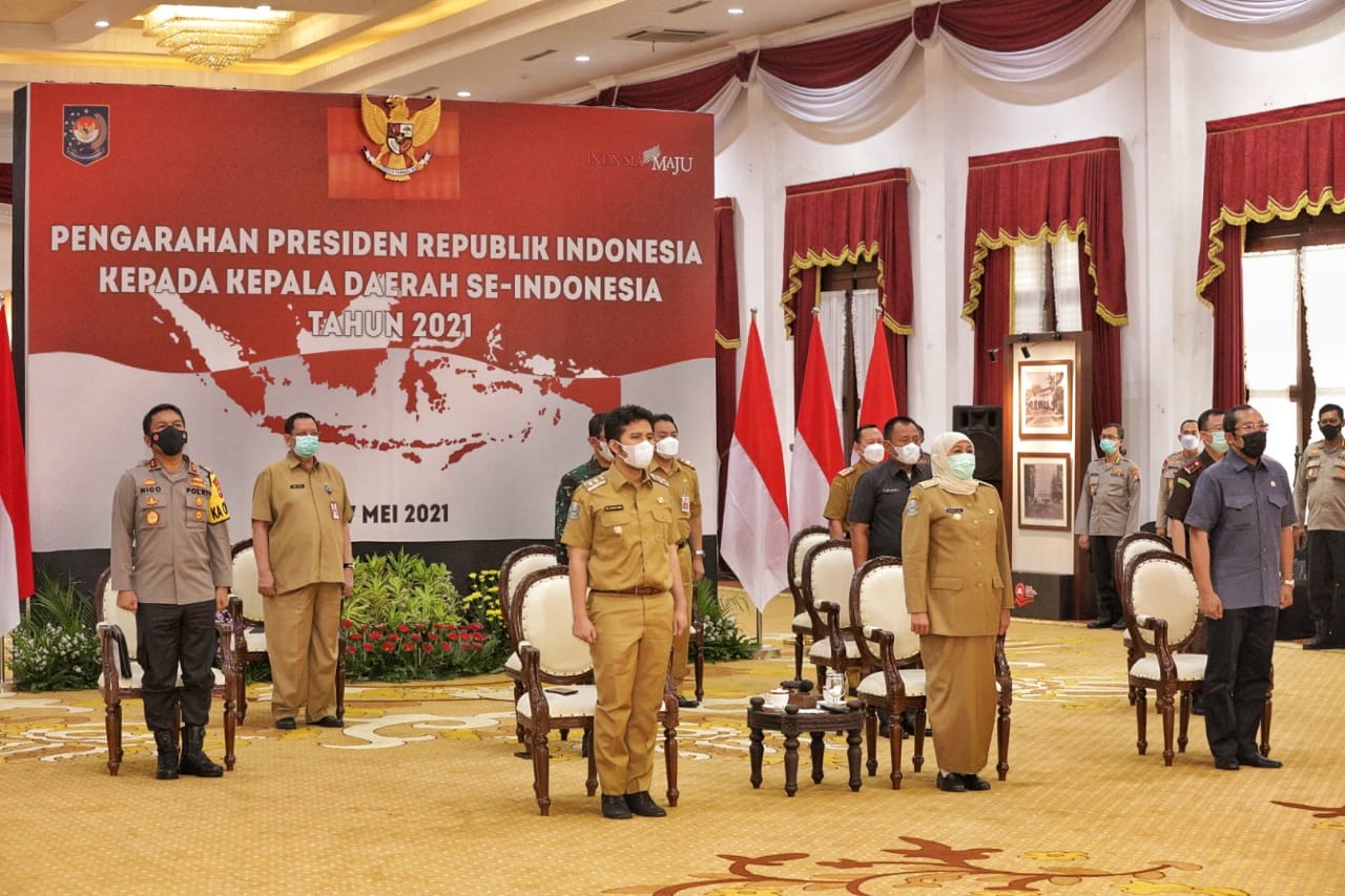 Forkopimda Jatim Ikuti Zoom Meeting Bersama Presiden RI di Gedung Negara Grahadi Surabaya