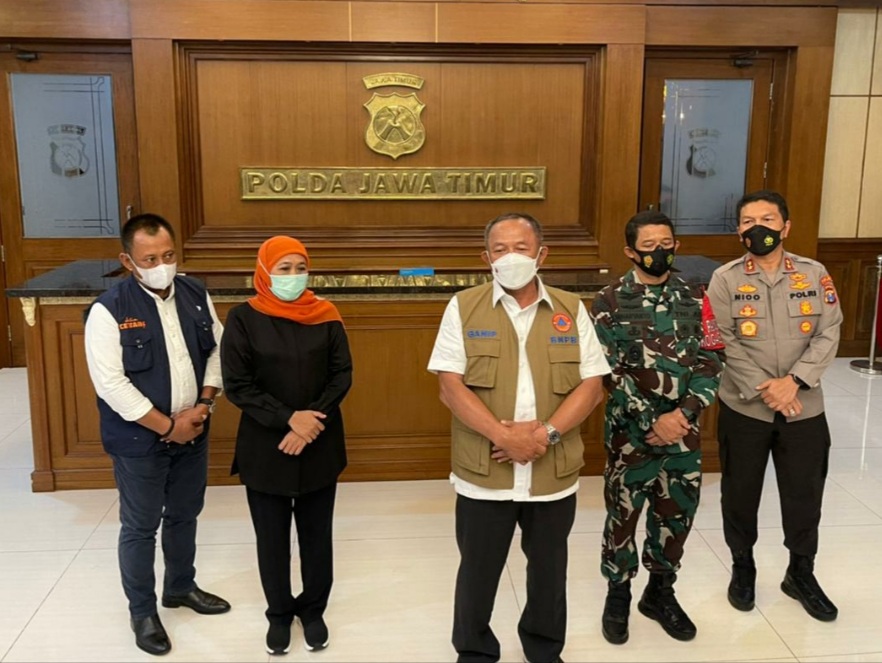 Antisipasi Covid-19 di Jatim, Forkopimda Gelar Rapat Koordinasi bersama BNPB di Polda Jatim
