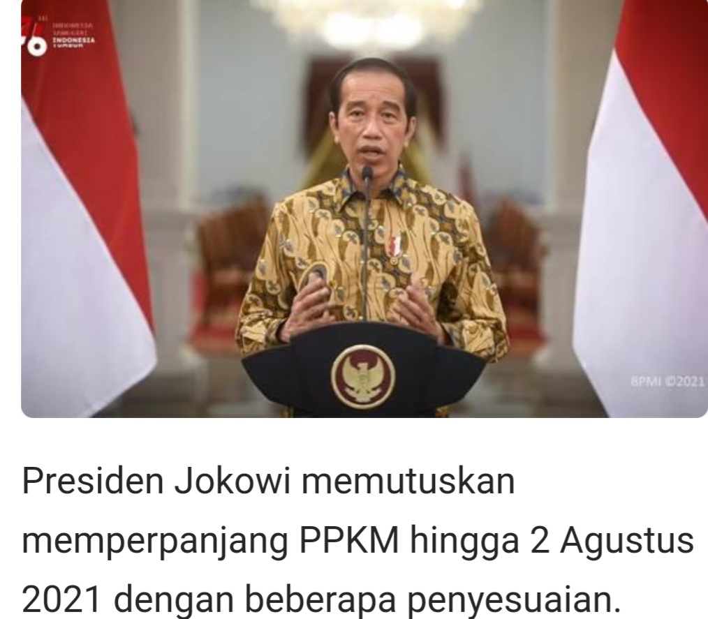 PPKM Darurat Diperpanjang Sampai 2 Agustus 2021 l,Ini Kata Presiden