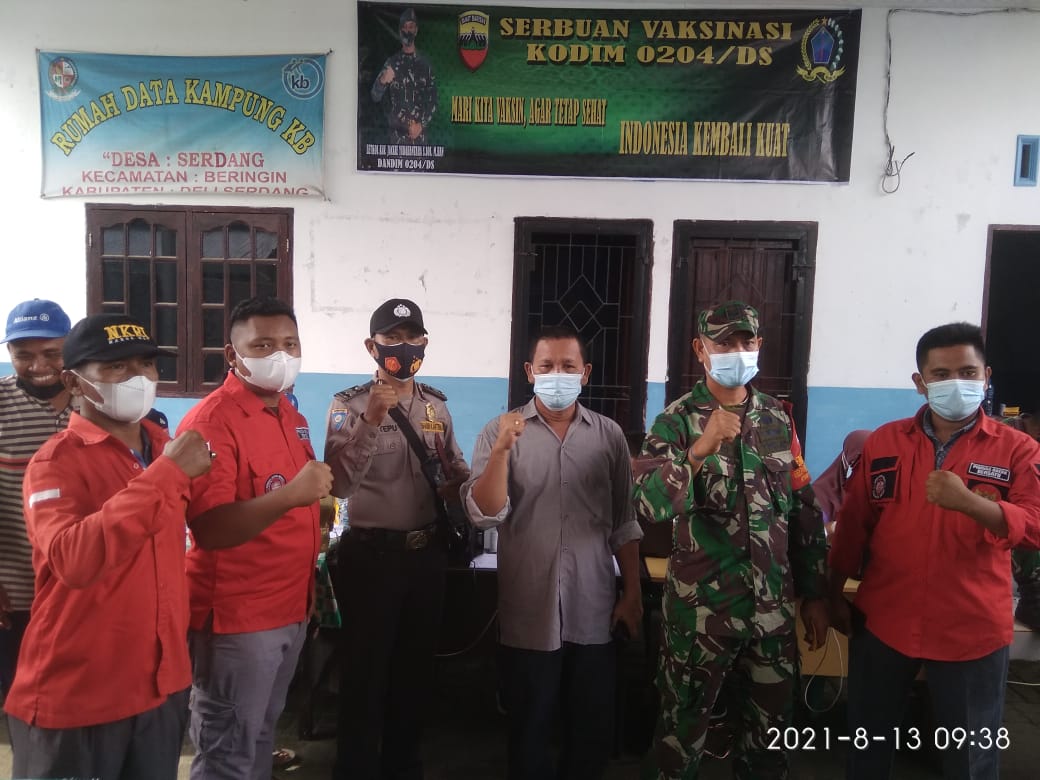 Pemuda Batak Bersatu kecamatan beringin dukung Serbuan Vaksin Kodim 0204 DS