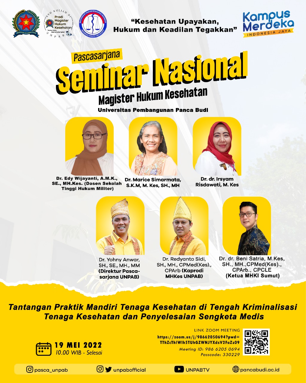 Webinar Nasional Prodi MHKes UNPAB:  Badan Penyelesaian Sengketa Kesehatan Alternatif Solusi Semua Pihak dan Hindarkan Kriminalisasi Tenaga Kesehatan