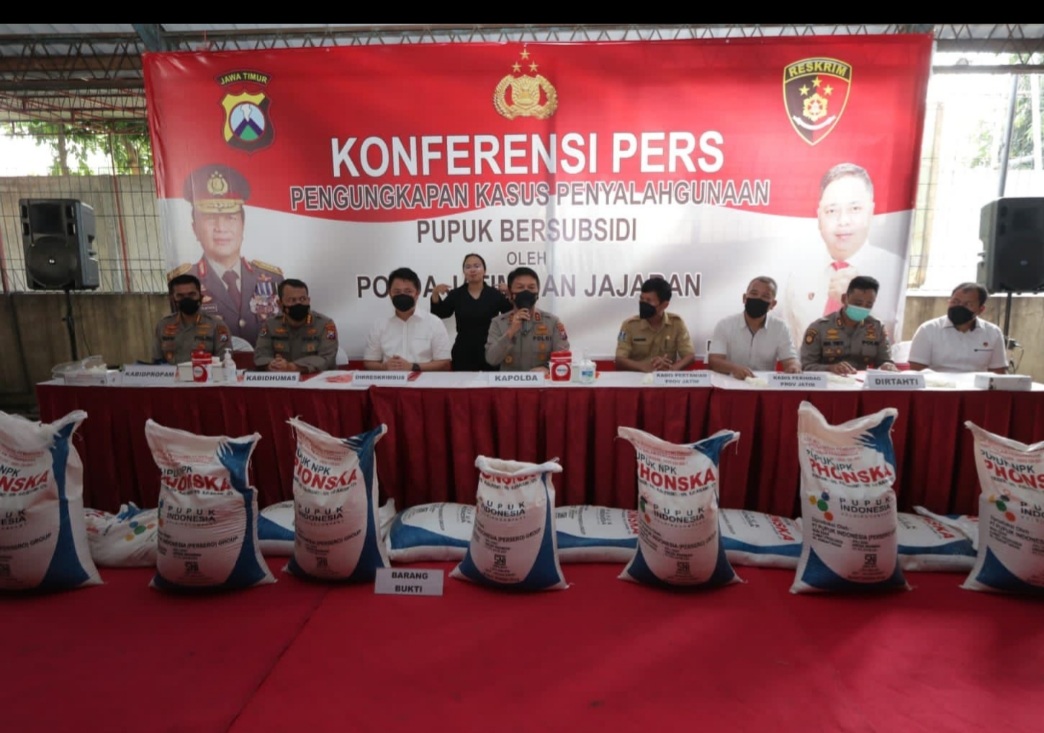 Polda Jatim Bongkar Penyalahgunaan Pupuk Subsidi dan Menyita 279,45 Ton
