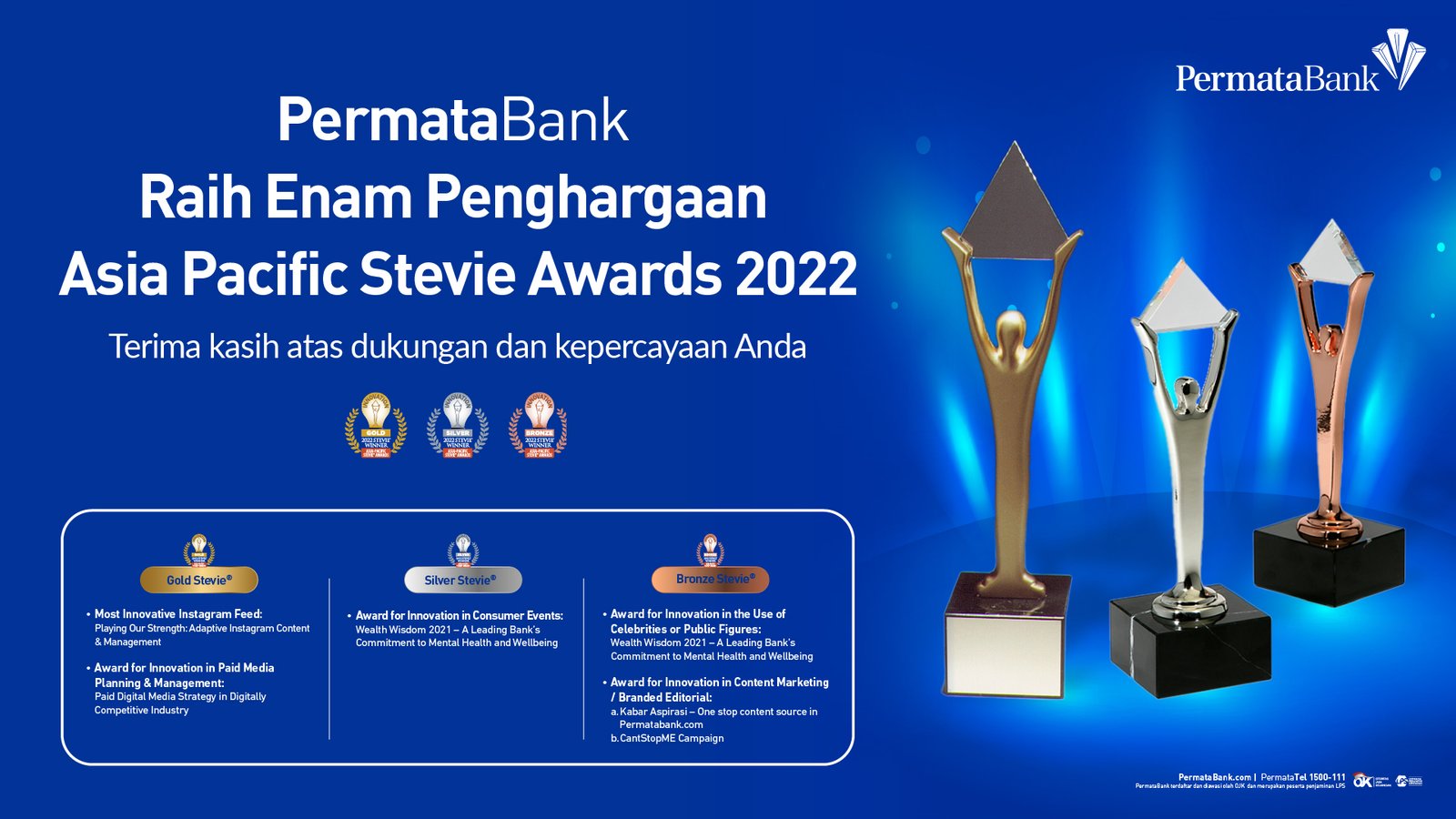 Kuatkan Komitmen di Ranah Perbankan Digital, PermataBank Raih  Enam Penghargaan Bergengsi di Asia-Pacific Stevie Awards 2022