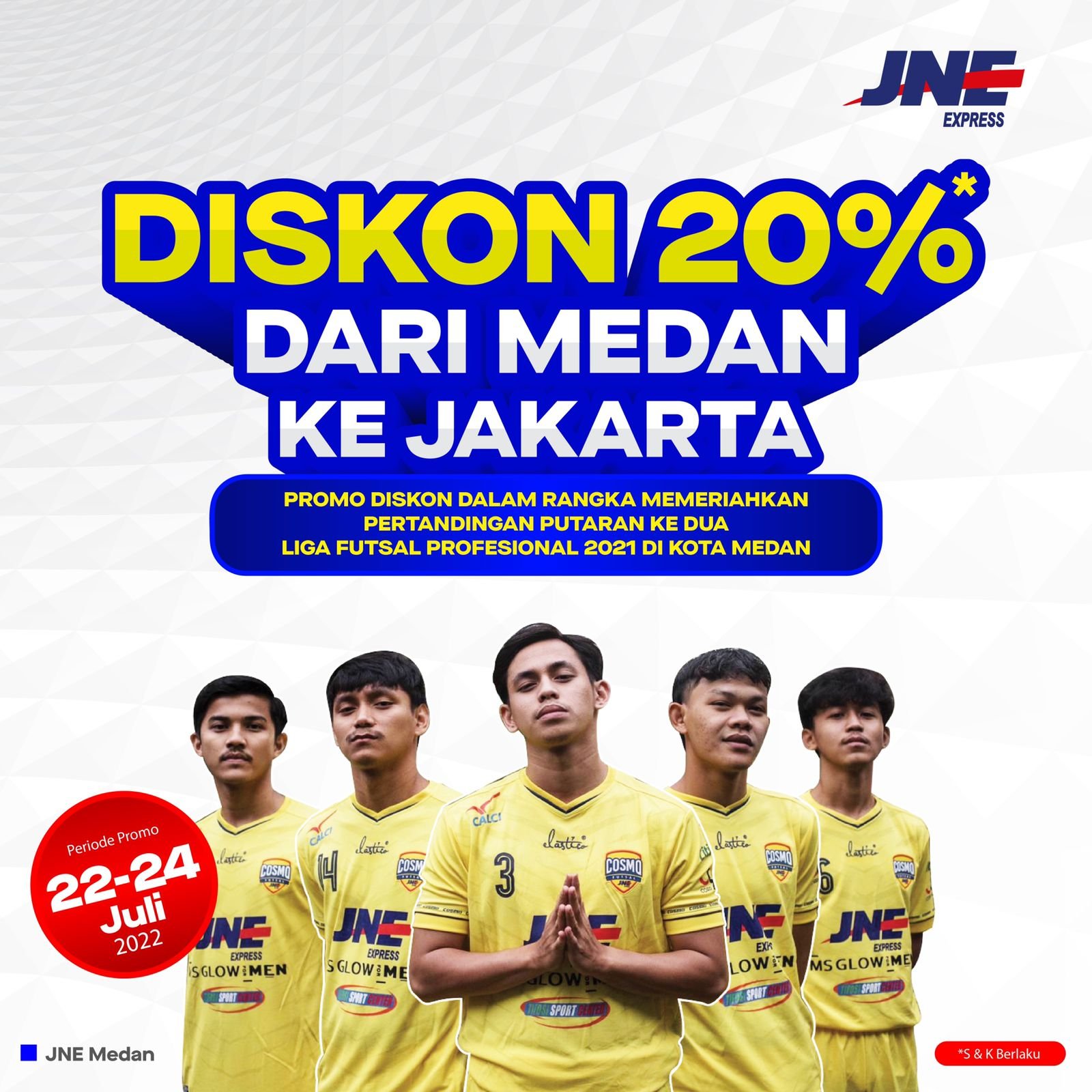 COSMO JNE FC siap berlaga di Kota Medan dan berikan Diskon Ongkir 20%