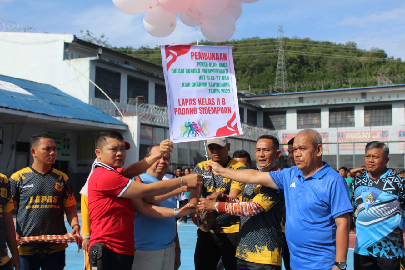 Semarak Pembukaan Pekan Olahraga Lapas Kelas IIB Padangsidimpuan Kanwil Kemenkumham Sumut Menyambut HDKD Tahun 2022