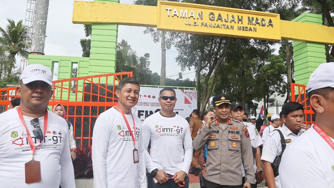 Polrestabes Medan Gelar PAM Pertemuan IMT-GT Agenda Penanaman Pohon di Taman Gajah Madan