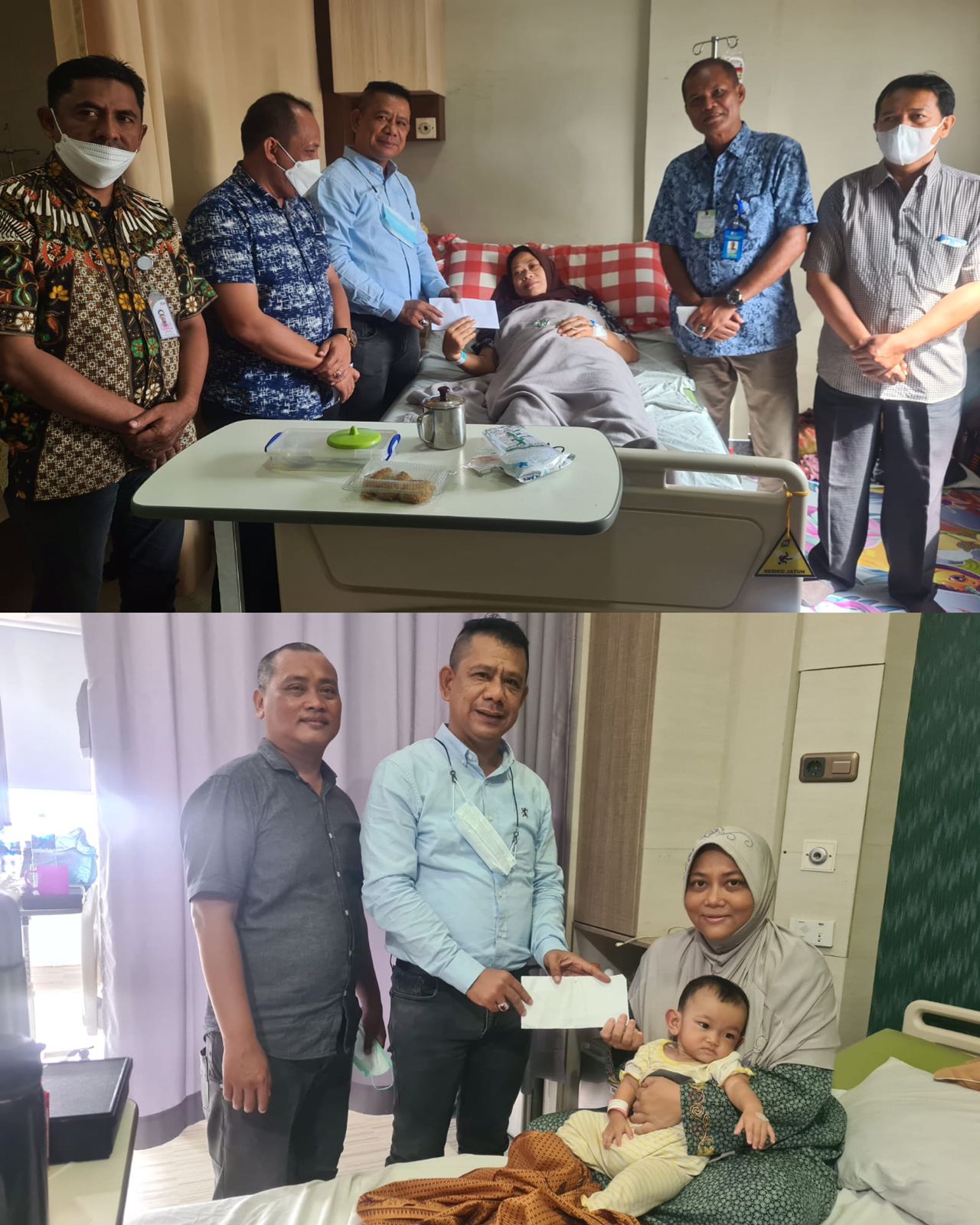 Isteri Kepala Pasar Sukaramai dan Anak Wartawan Sakit, Ketua Pewarta Jenguk dan Berikan Santunan