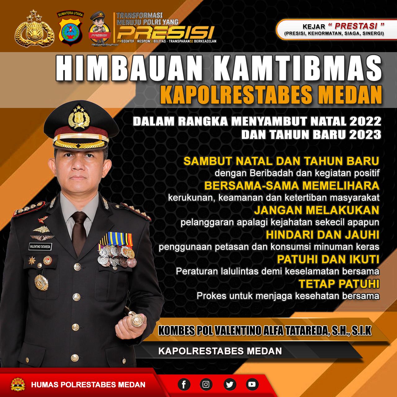 Sambut Nataru, Kapolrestabes Medan Sampaikan Imbauan Kamtibmas