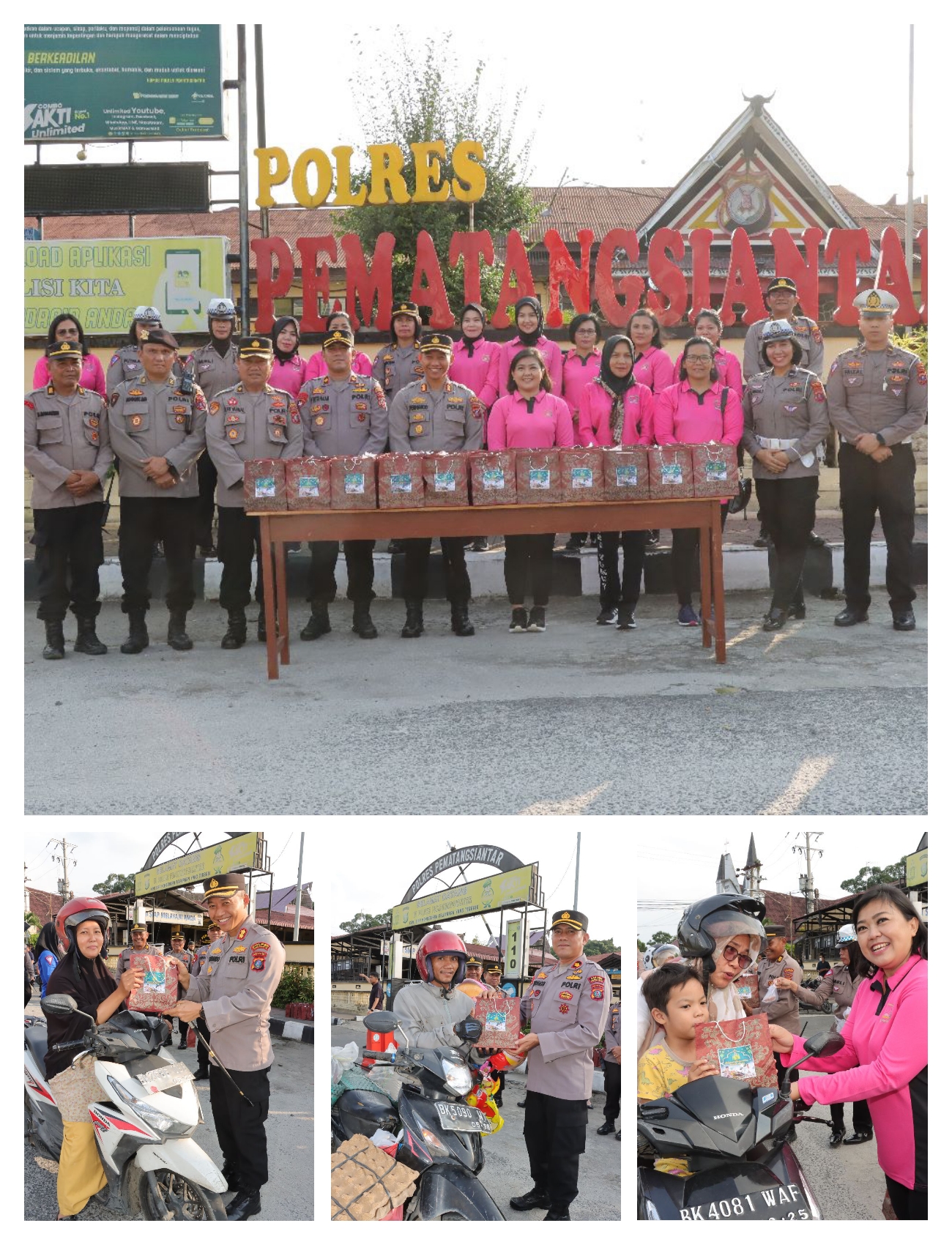 Kapolres Pematang Siantar Bersama Dengan Bhayangkari Berbagi Takjil Kepada Masyarakat Pengguna Jalan