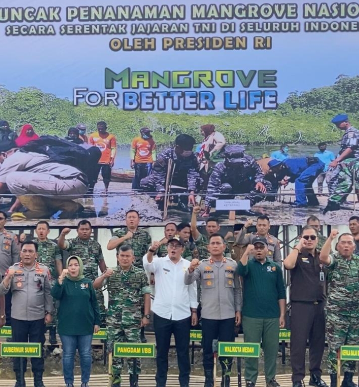Kapolda dan Pangdam I / BB Hadiri Puncak Penanaman Mangrove Nasional