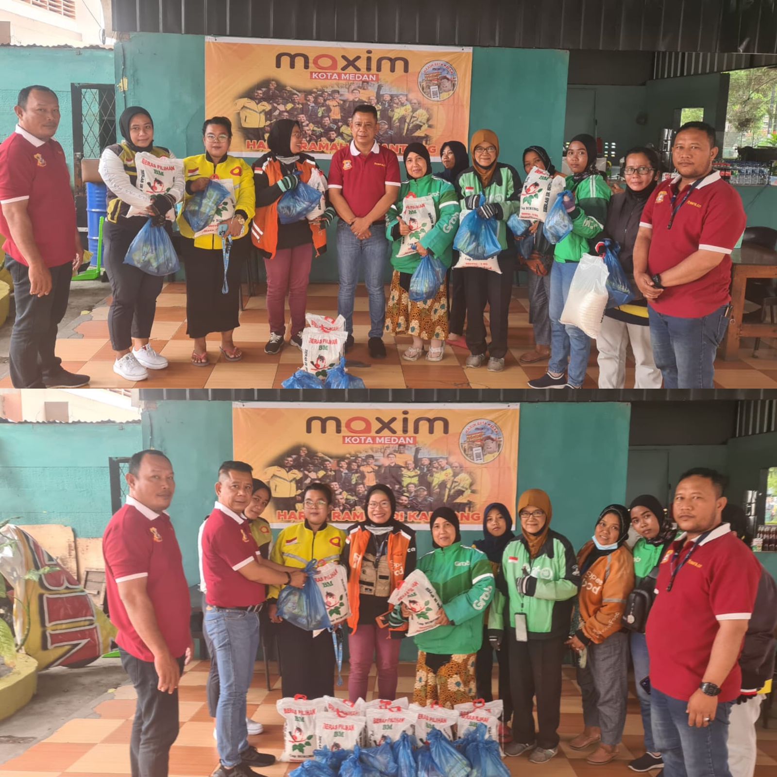 Jumat Barokah, Ketua Pewarta Bagikan Sembako kepada Ojol Wanita