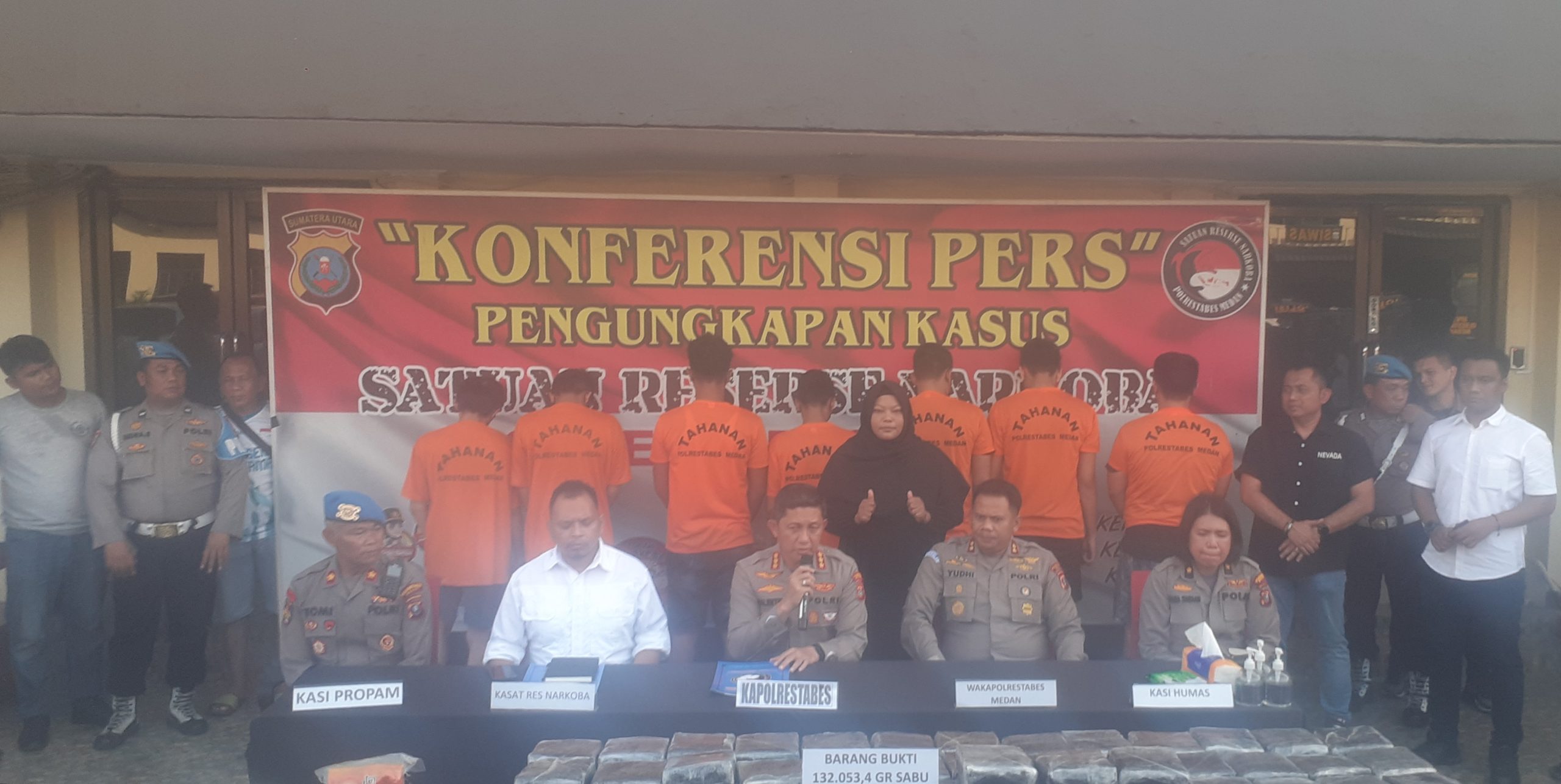 Polrestabes Medan Amankan 7 Orang Tersangka dan 135 Kg Sabu Jaringan Lintas Provinsi