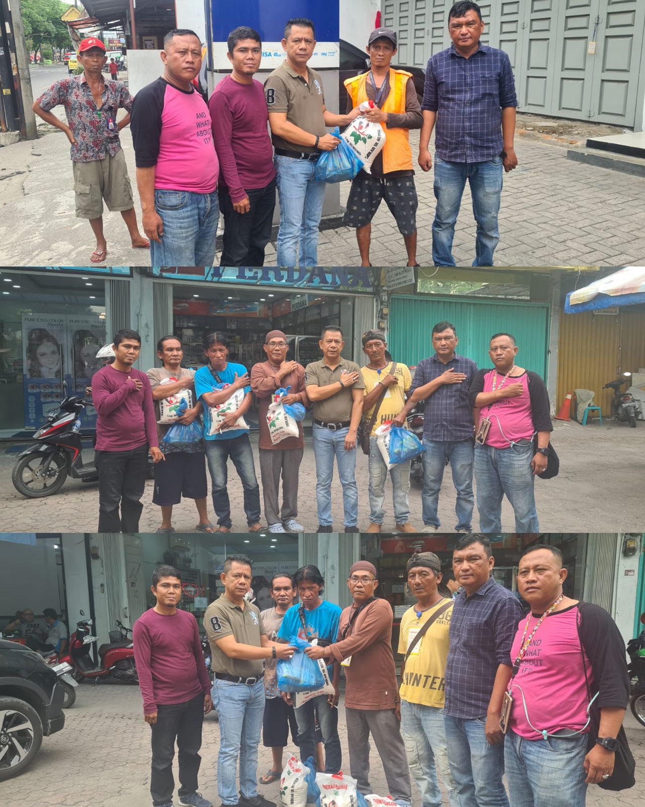 Jumat Barokah, Ketua Pewarta Berikan Sembako pada Petugas Parkir dan Jaga Malam