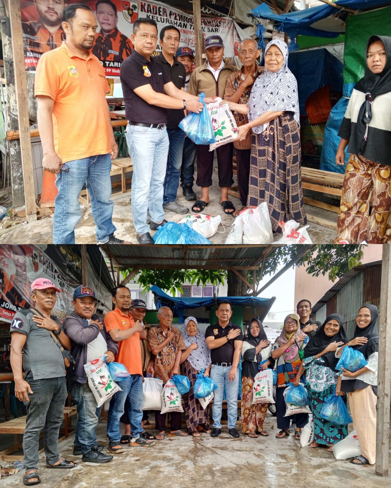 Hujan Tidak Menyurutkan Ketua Pewarta Polrestabes Medan untuk Terus Bersedekah 