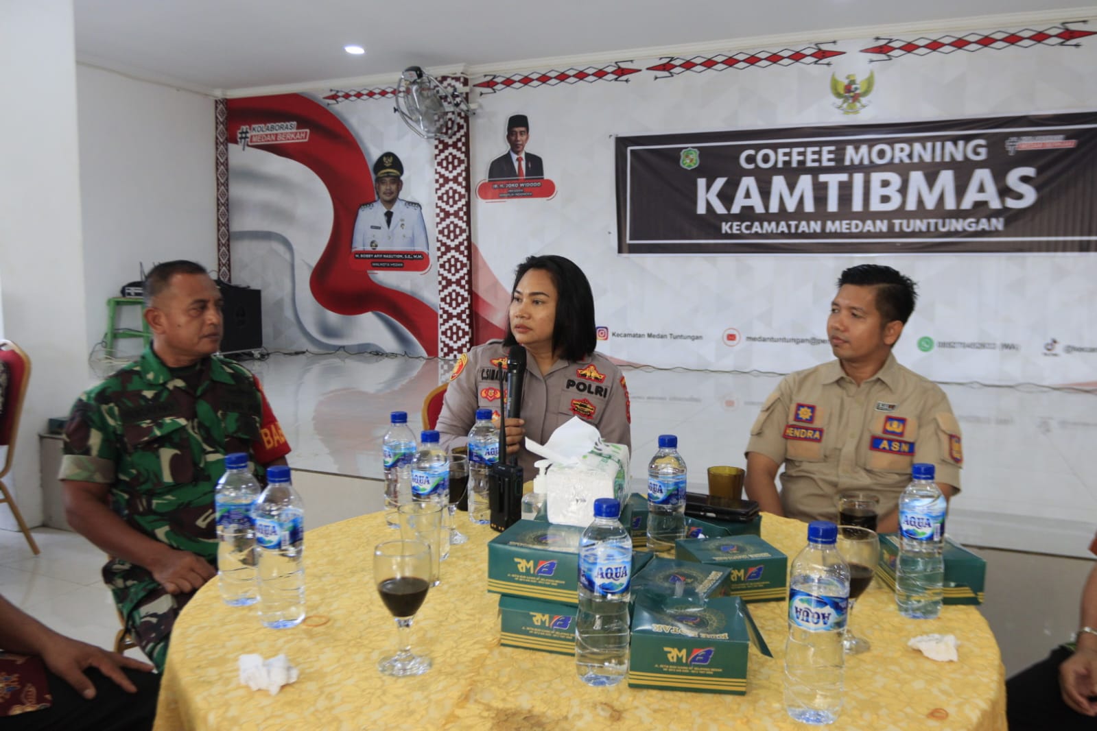 Wujudkan Kamtibmas di Wilkum Polsek Tuntungan, Kapolsek Hadiri Rapat Dialogis Bersama Tiga Pilar