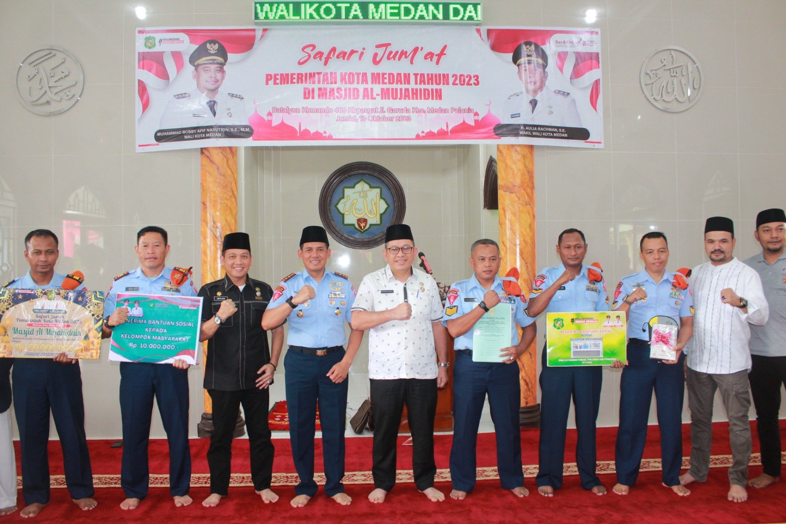 Pemko Medan Safari Jumat Bersama Prajurit Kopasgat Jajaran di Masjid Al-Mujahiddin