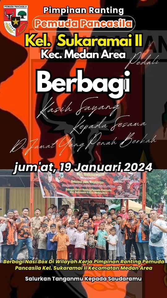 Pengurus Ranting Pemuda Pancasila Sukaramai II, Bagi-bagi Nasi Kotak