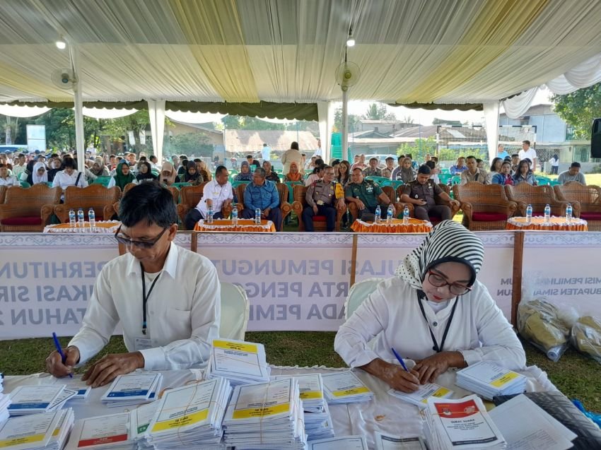 Polres Simalungun Pantau Simulasi Pemungutan Suara  Pemilu 2024