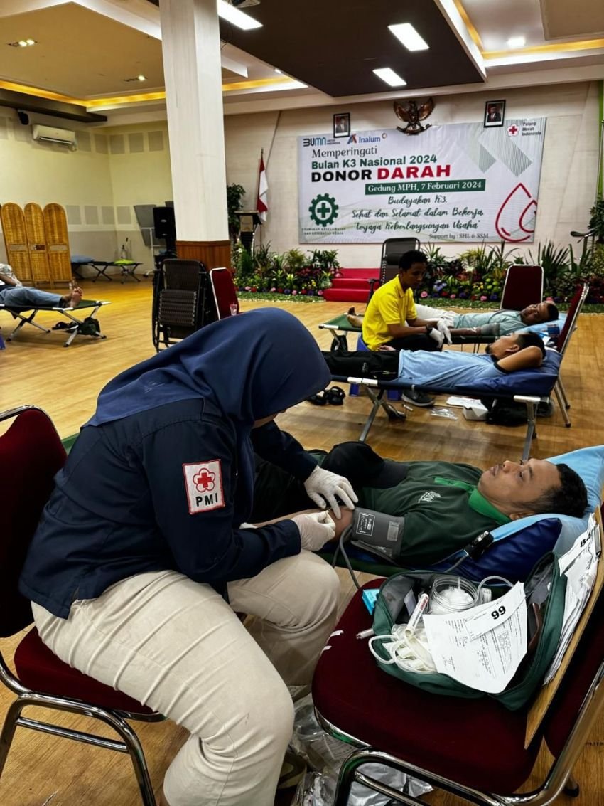 Inalum Kumpulkan 200 Lebih Kantong Darah Event Penutup Bulan K3