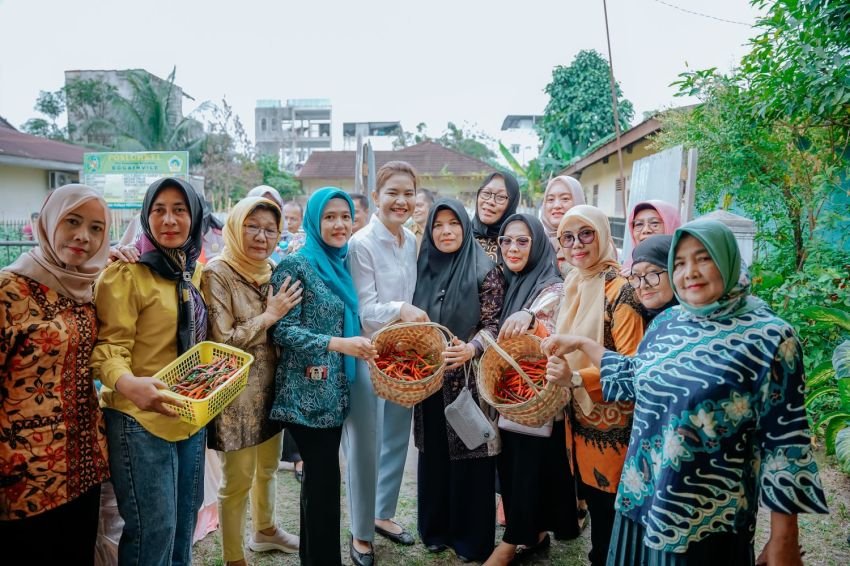 Manfaatkan Lahan Kosong Milik Warga, Ny Kahiyang Ayu Panen Cabai Merah