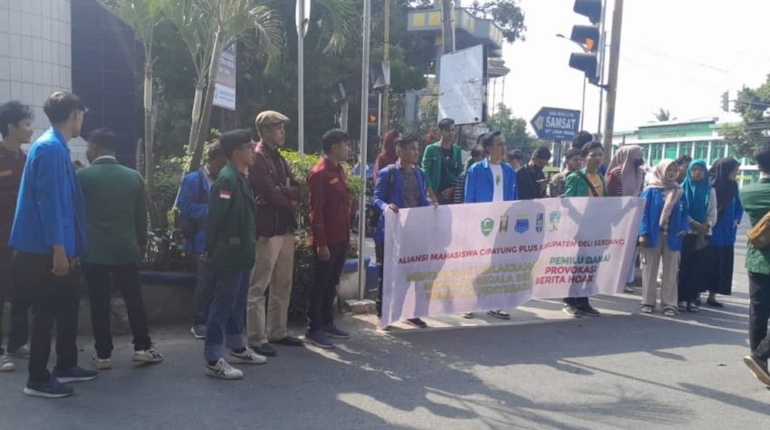 Gelorakan Pemilu 2024 Damai, Aliansi Mahasiswa Cipayung Plus Deli Serdang Tolak Hoax dan Politik Uang