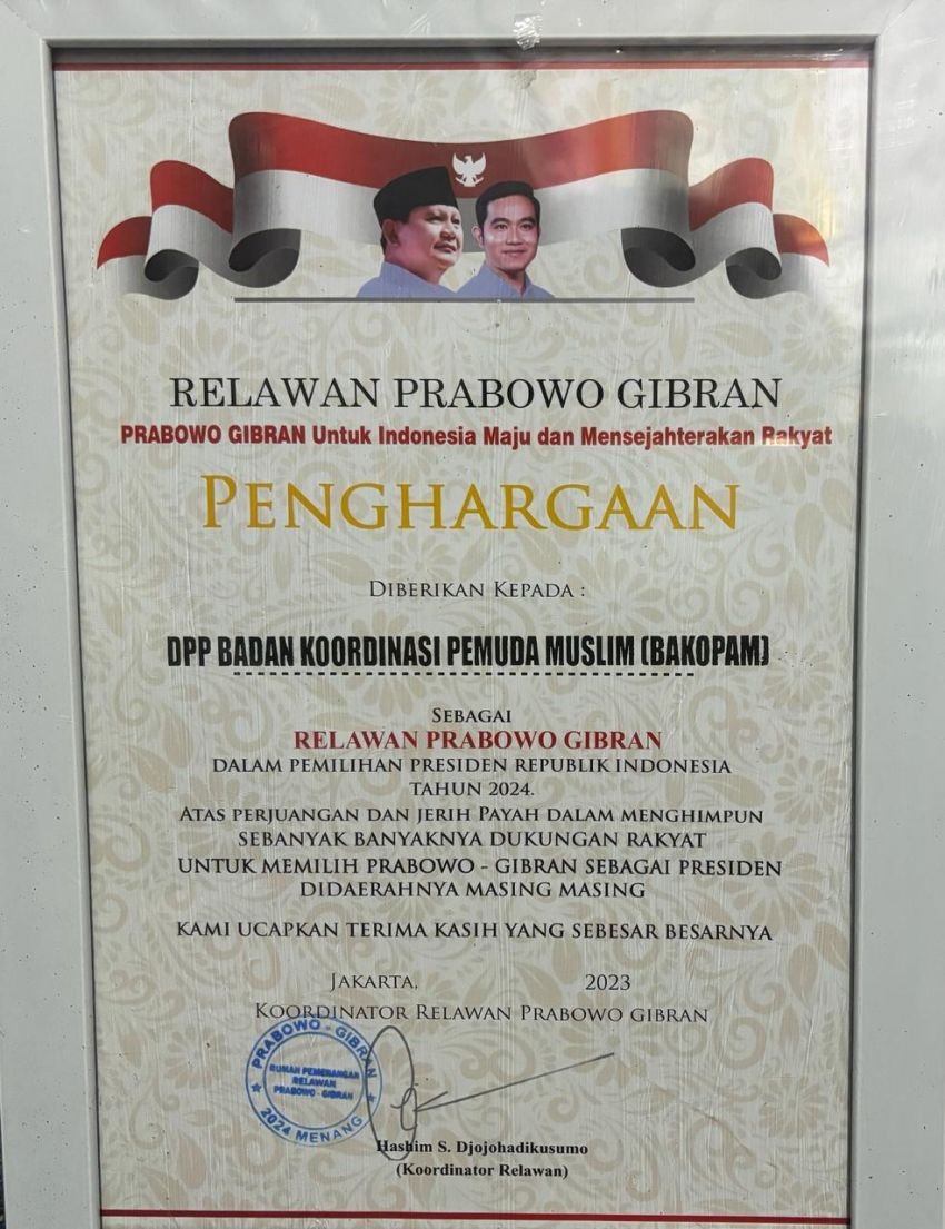 DPP Bakopam Ucapkan Selamat Sukses Terpilihnya Prabowo-Gibran, Ibnu Hajar : Mari Jaga Suasana Kondusif