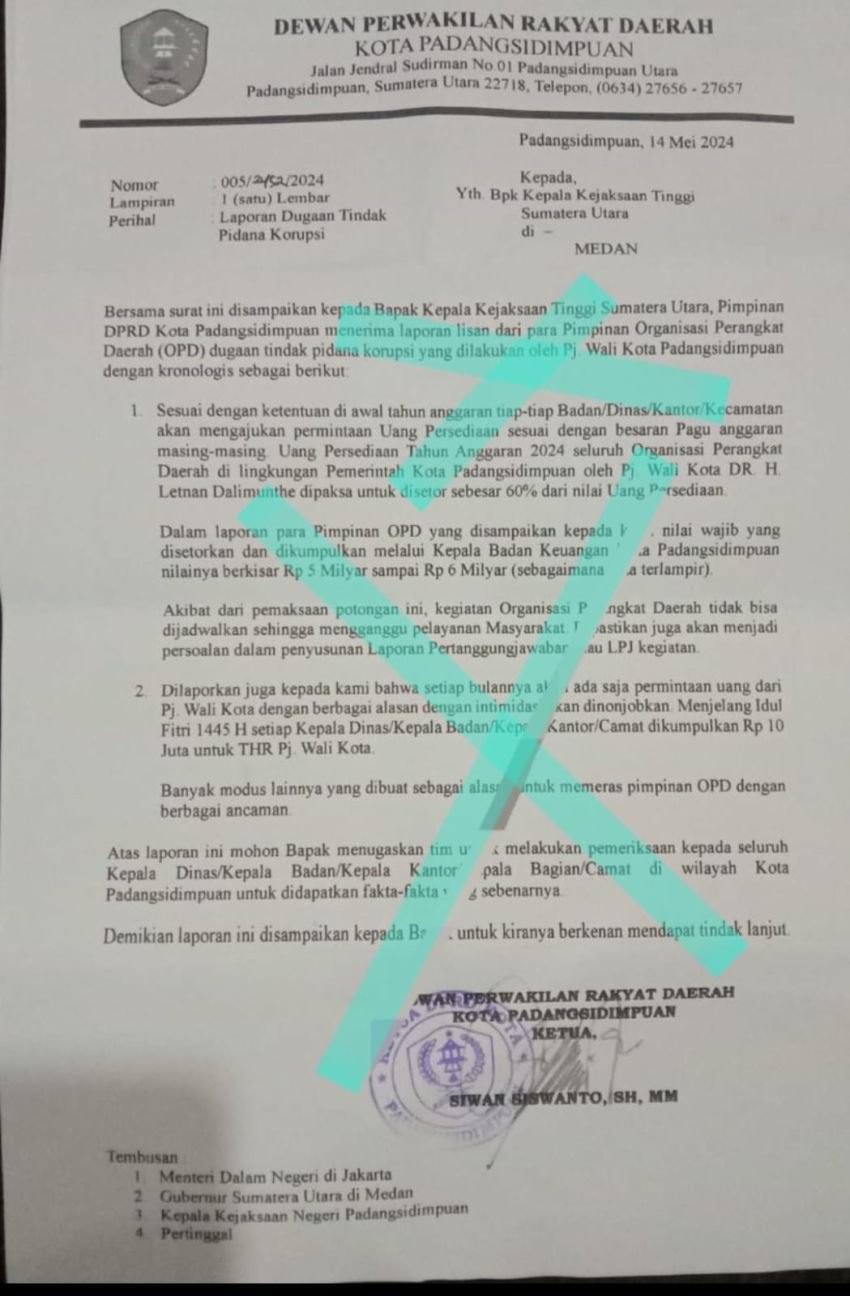 Soal Beredarnya Surat Laporan Korupsi OPD ke Kejatisu, Zakaria Rambe : Bongkar Proses Secara Hukum