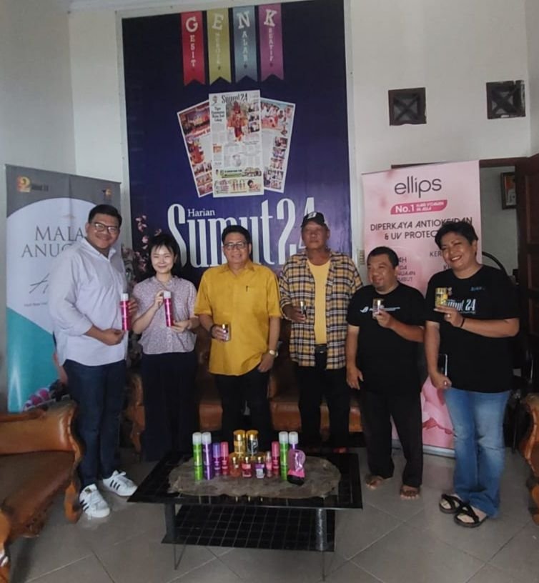 KINO Tbk Kunjungi Kantor Media Sumut24 Group Perkenalkan Produk Kecantikan, Anto Genk : Siap Berkolaborasi Promosikan Produk Ellips