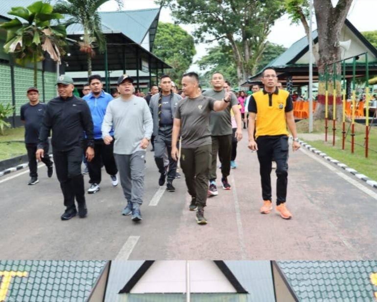 Pj Walikota Timur Tumanggor Olahraga Bersama Forkopimda di Mako Yonif 123/RW Padangsidimpuan