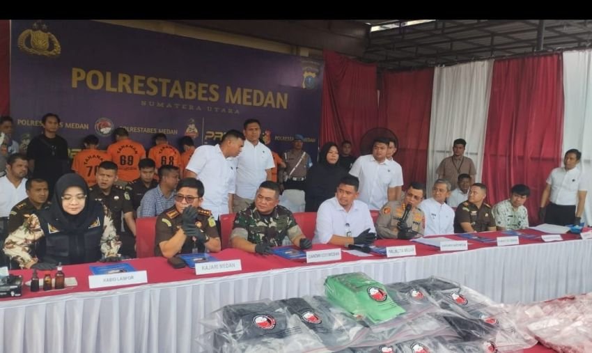 Polrestabes Medan Musnahkan 35 Kg sabu, 4,3 Kg ganja dan 36.860 Butir Pil Ekstasi.