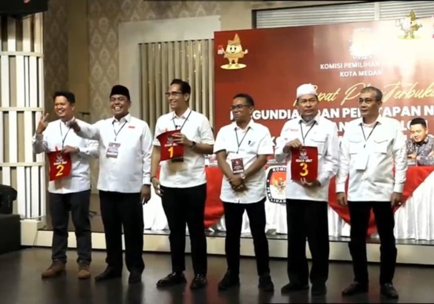 KPU Medan tetapkan nomor urut Paslon, Pilkada Medan: Rico-Zaki 1, Ridha-Rani 2, Hidayatullah-Ridho 3