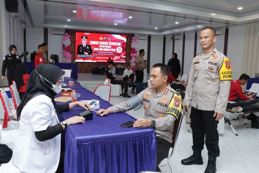 Hari Jadi Humas POLRI Ke 73, Polres Asahan Melaksanakan Bhakti Kesehatan Donor Darah