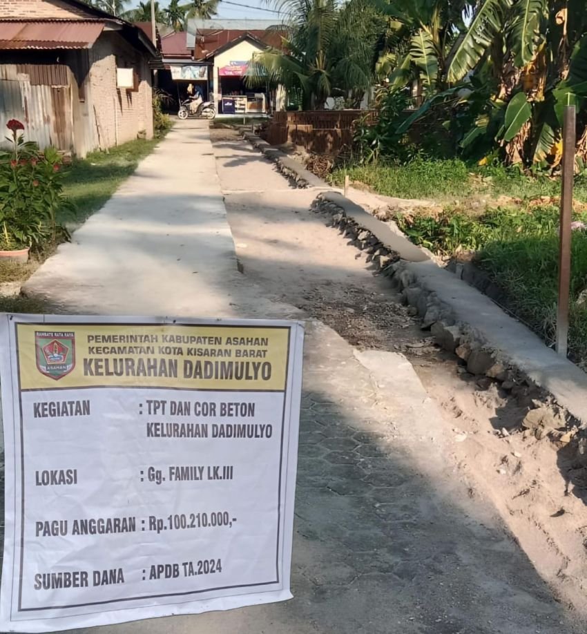 Proyek Cor Beton Gang Family, Lk III, Jalan Kikir, Kel Dadi Mulyo Amburadul, Minta Inspektorat Periksa