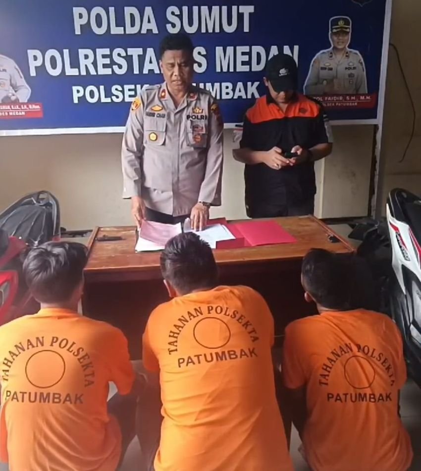 Polsek Patumbak Ringkus 3 Pelaku Pencurian Kendaraan Bermotor