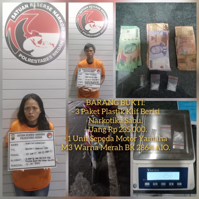 Satres Narkoba Polrestabes Medan Amankan Pengedar dan Pengguna Sabu Dari Paya Geli